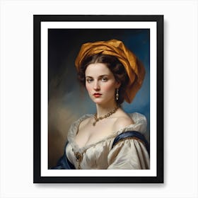 Elegant Classic Woman Portrait Painting (19) Art Print