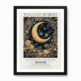 William Morris Flowers Moon And Stars Vintage Exhibition Art Print