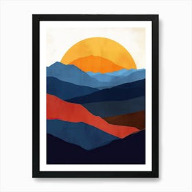 Sunset In The Mountains, Minimalism 6 Art Print