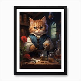 Cute Cat As An Alchemist 2 Art Print