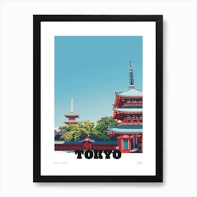 Senso Ji Temple Tokyo 1 Colourful Illustration Poster Art Print