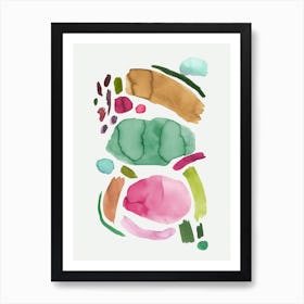 Abstract Watercolour Minimal Pink Green Art Print