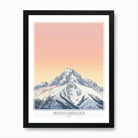 Mount Greylock Usa Color Line Drawing 5 Poster Art Print