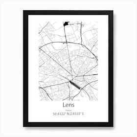 Lens,France Minimalist Map Art Print