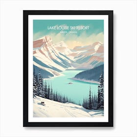 Poster Of Lake Louise Ski Resort   Alberta, Canada, Ski Resort Illustration 1 Art Print