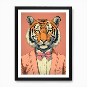 Tiger Illustrations Wearing A Blush Pink Tuxedo Art Print