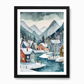 The Ethereal Beauty Of A Snow Covered Scandinavian Village Art Print