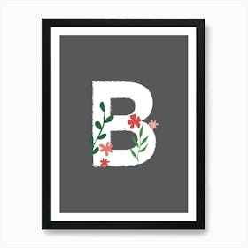 Bedroom Decor White Floral Letters 02 Art Print