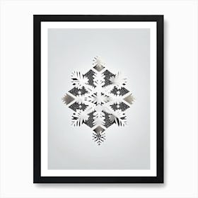 Diamond Dust, Snowflakes, Retro Minimal 1 Art Print