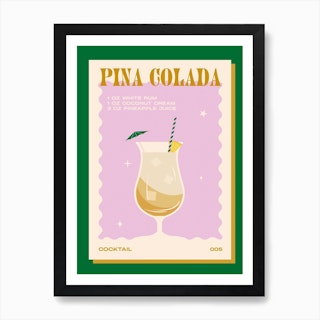 Pina Colada Green & Pink Art Print