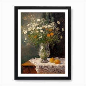 Flower Vase Queen With A Cat 4 Impressionism, Cezanne Style Art Print