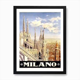 Vintage Milano Travel Poster, Dawn Hudson Art Print