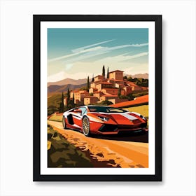 A Lamborghini Aventador In The Tuscany Italy Illustration 4 Art Print