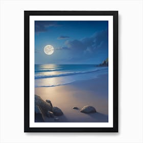 Full Moon On The Beach 1 Art Print