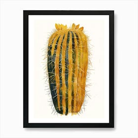 Golden Barrel Cactus Minimalist Abstract 1 Art Print