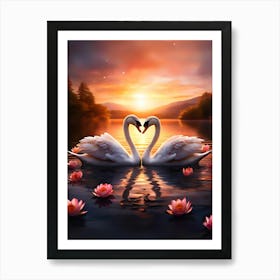 Swans In Love 1 Art Print