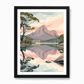 Cradle Mountain Australia Color Line Drawing (3) Art Print