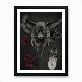 Wolf And The Flowers Art Print