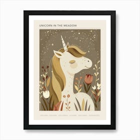 Unicorn In The Meadow Mocha Pastel 3 Poster Art Print