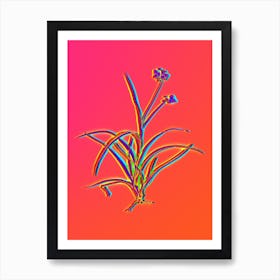 Neon Spiderwort Botanical in Hot Pink and Electric Blue n.0458 Art Print