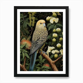 Dark And Moody Botanical Budgerigar 3 Art Print