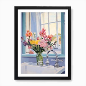 A Vase With Freesia, Flower Bouquet 2 Art Print