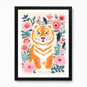 Tiger With Flowers 1 Art Print