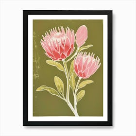 Pink & Green Protea 2 Art Print