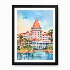 Hotel Del Coronado   Coronado, California   Resort Storybook Illustration 3 Art Print