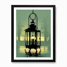 Lantern In The Water Art Print