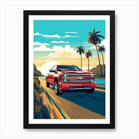 A Chevrolet Silverado In Causeway Coastal Route Illustration 4 Art Print