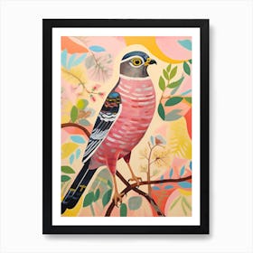 Pink Scandi Eurasian Sparrowhawk 3 Art Print