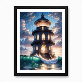 A Lighthouse In The Middle Of The Ocean 72 Art Print