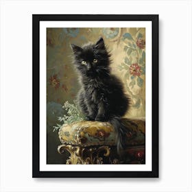 Black Rococo Inspired Cat  2 Art Print