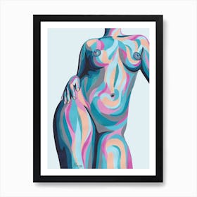 Nude Babe In Mint And Pink Art Print