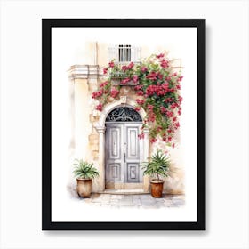 Lecce, Italy   Mediterranean Doors Watercolour Painting 4 Art Print