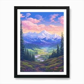Tundra Landscape Pixel Art 2 Art Print