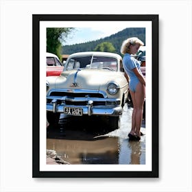 50's Era Community Car Wash Reimagined - Hall-O-Gram Creations 28 Art Print