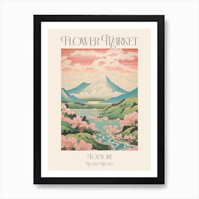 Flower Market Mount Mitoku In Tottori, Japanese Landscape 3 Poster Art Print