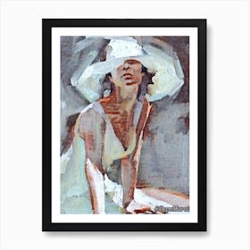 Lady in White Hat Art Print