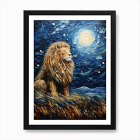 Lion In The Night Sky Art Print