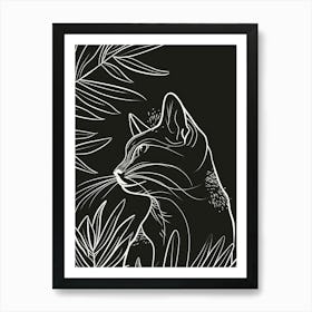 Japanese Bobtail Cat Minimalist Illustration 1 Art Print