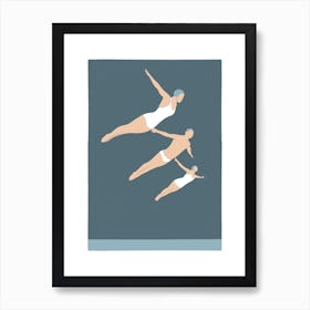Art Deco style diving threesome Art Print