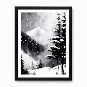 Snowflakes In The Mountains,Snowflakes Black & White 2 Art Print