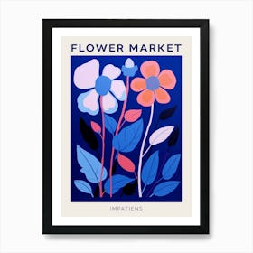 Blue Flower Market Poster Impatiens 2 Art Print