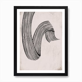 Flowing Black Lines On Neutral 2 Art Print