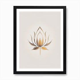 Lotus Flower, Buddhist Symbol Retro Minimal 3 Art Print