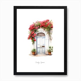 Cadiz, Spain   Mediterranean Doors Watercolour Painting 3 Poster Art Print