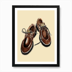 Pair Of Brown MiuMiu Shoes - Fashion Artwork Art Print