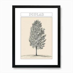 Poplar Tree Minimalistic Drawing 1 Poster Art Print